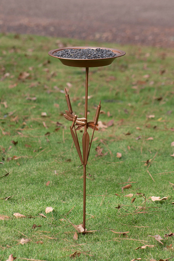 Bird Feeder Yard Stake with Copper Finish - Bombay Mercantile