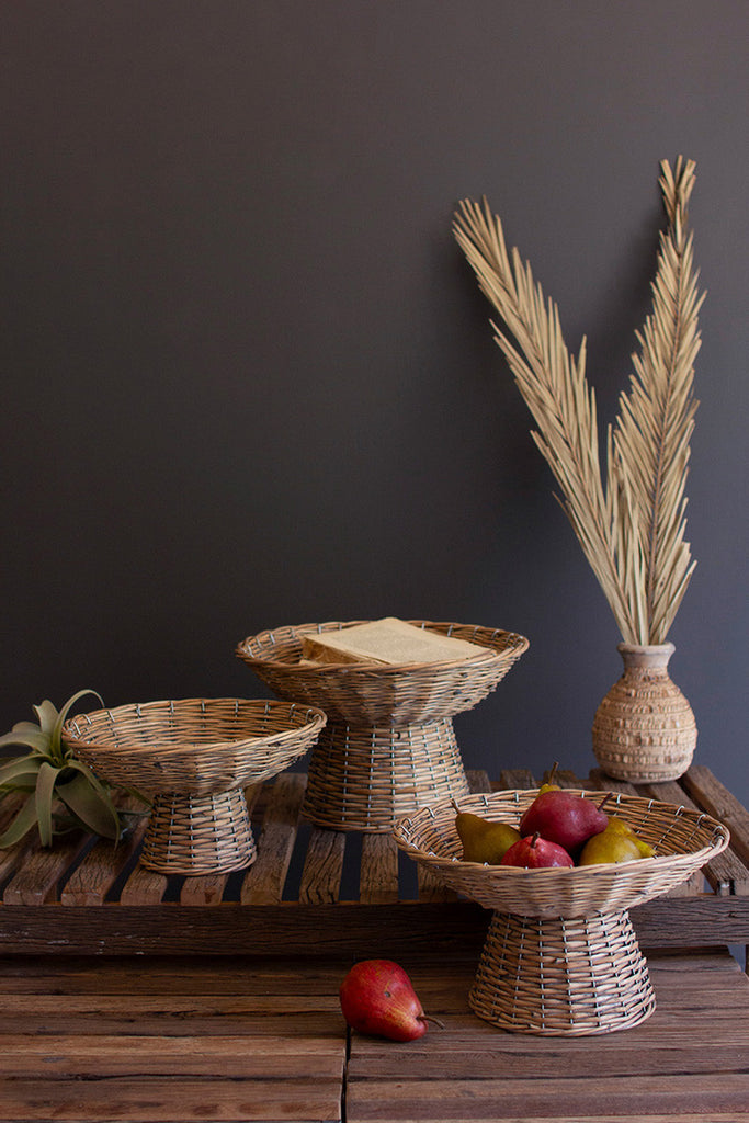 Set of 3 Wicker Compotes - Bombay Mercantile