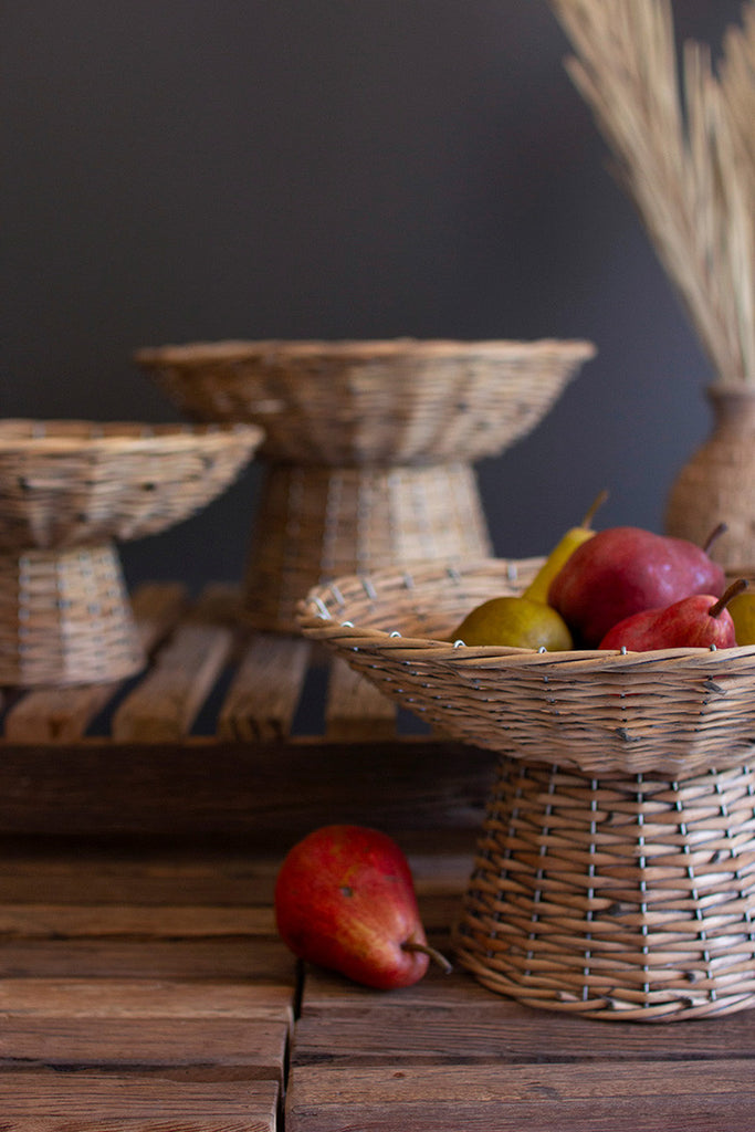 Set of 3 Wicker Compotes - Bombay Mercantile