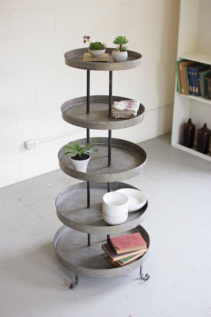 Five Tiered Round Metal Display Tower - Bombay Mercantile