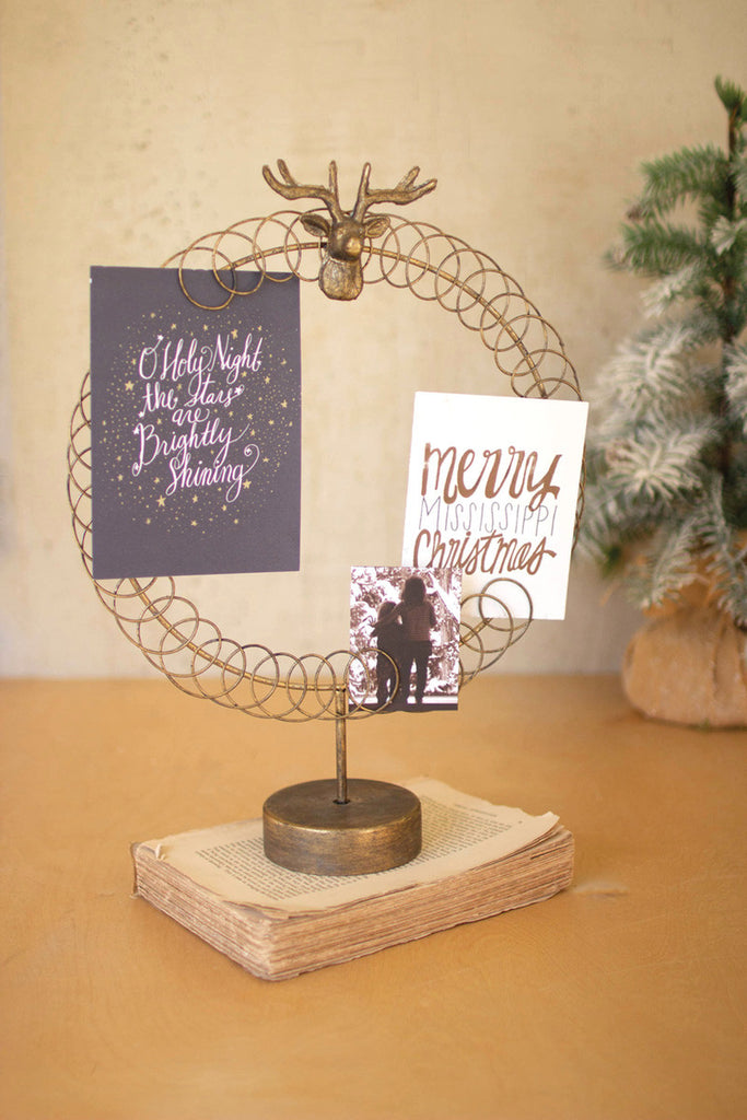 Round Wire Christmas Card Holder on a Stand, Set of 2 - Bombay Mercantile