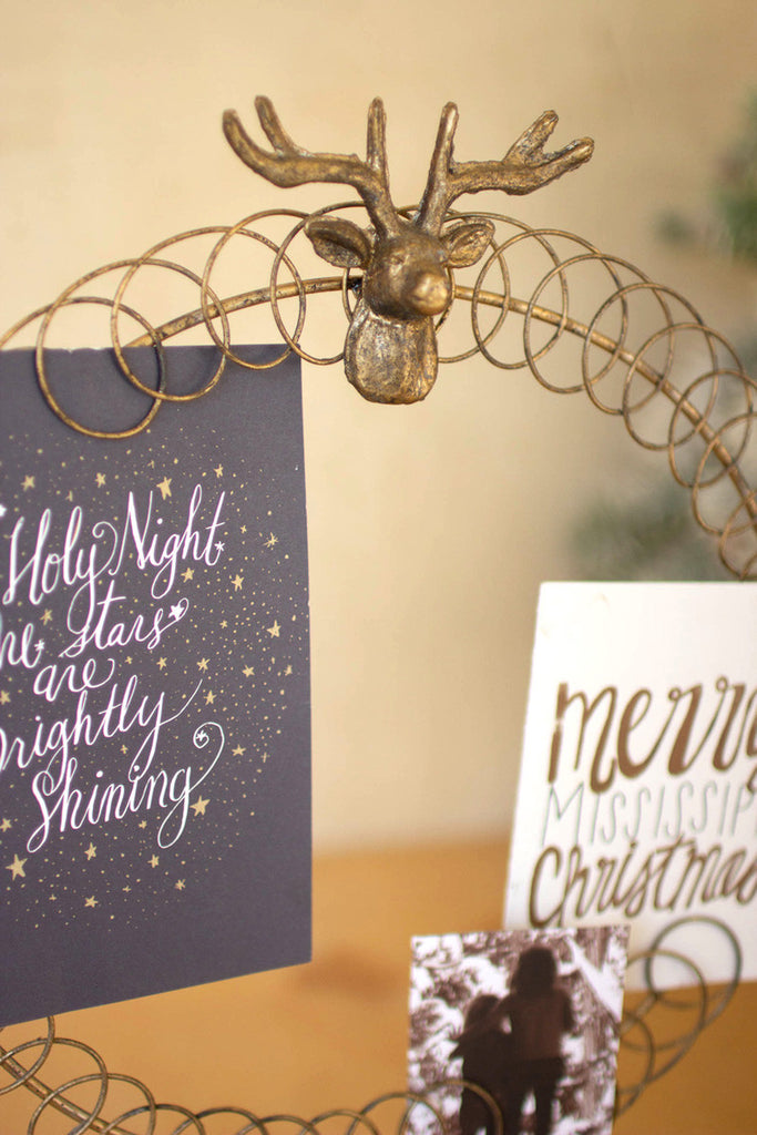 Round Wire Christmas Card Holder on a Stand, Set of 2 - Bombay Mercantile