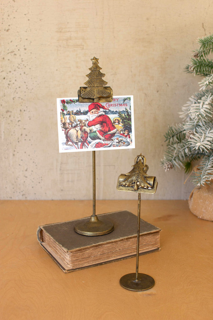 Set of 2 Christmas Tree Card Clips on Stands - Bombay Mercantile