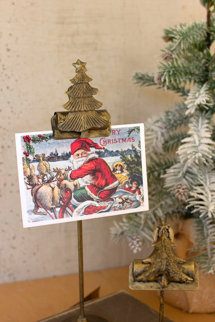 Set of 2 Christmas Tree Card Clips on Stands - Bombay Mercantile