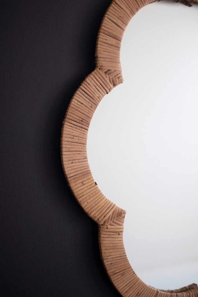 Woven Cane Flower Shaped Framed Mirror - Bombay Mercantile