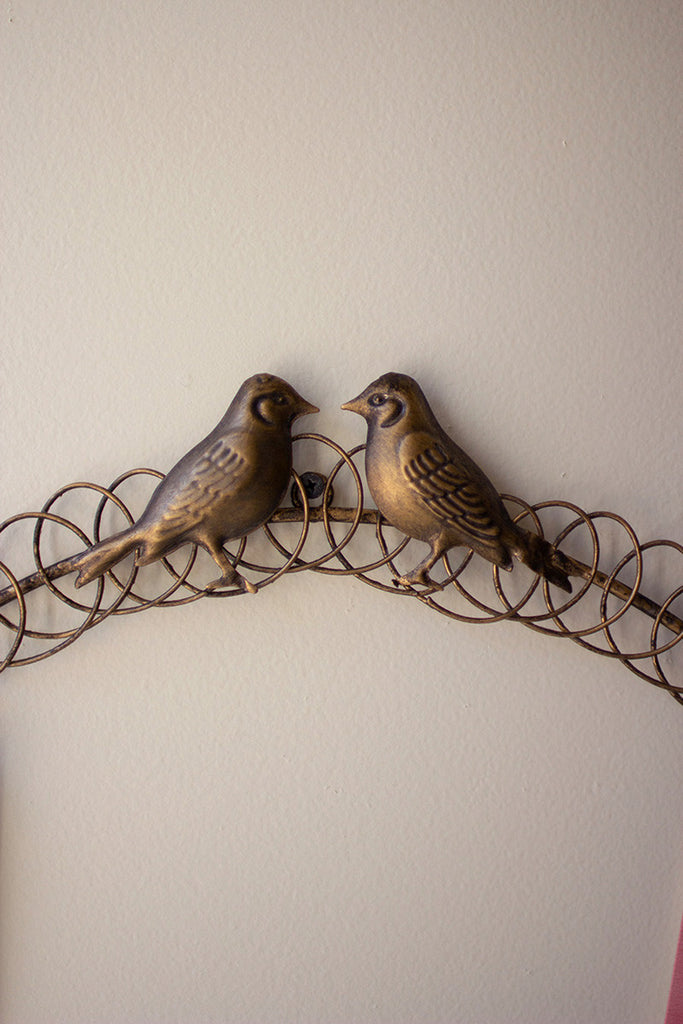 Metal Christmas Card Wreath with Two Birds - Bombay Mercantile