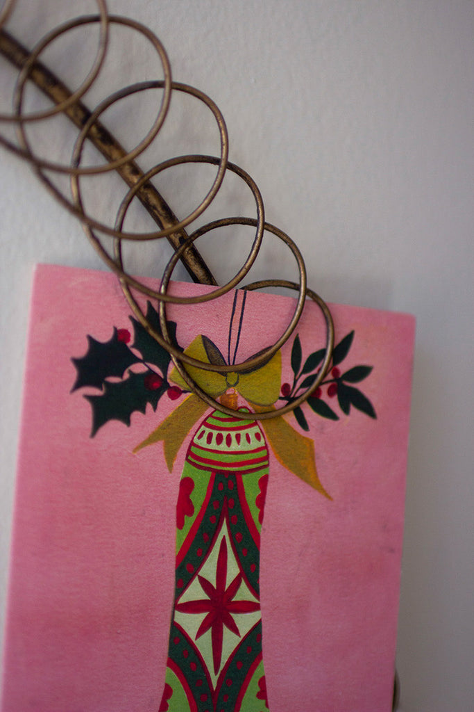 Metal Christmas Card Wreath with Two Birds - Bombay Mercantile