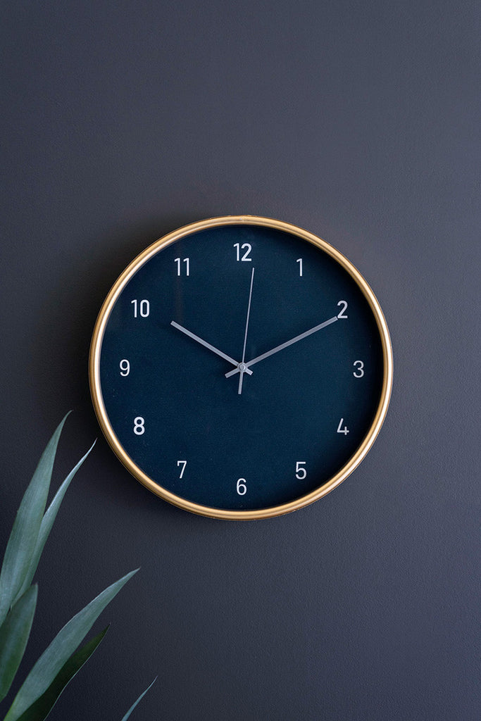 Black Wall Clock with Metal Frame - Bombay Mercantile