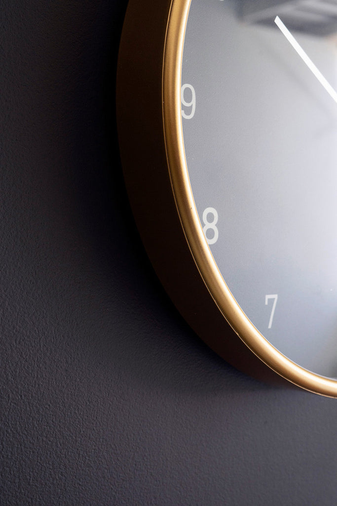 Black Wall Clock with Metal Frame - Bombay Mercantile