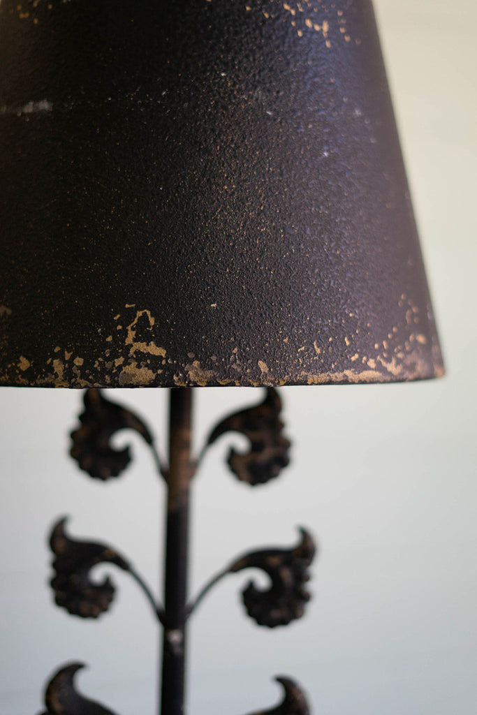 Antique Black Table Lamp with Filigree - Bombay Mercantile