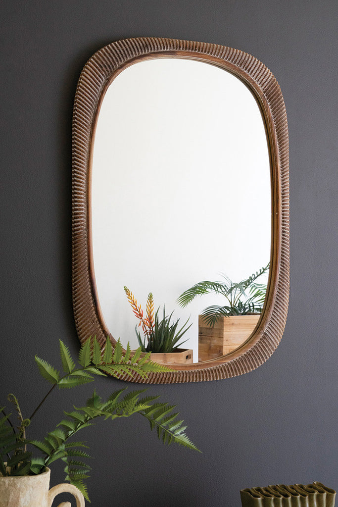 Carved Wooden Framed Mirror - Bombay Mercantile