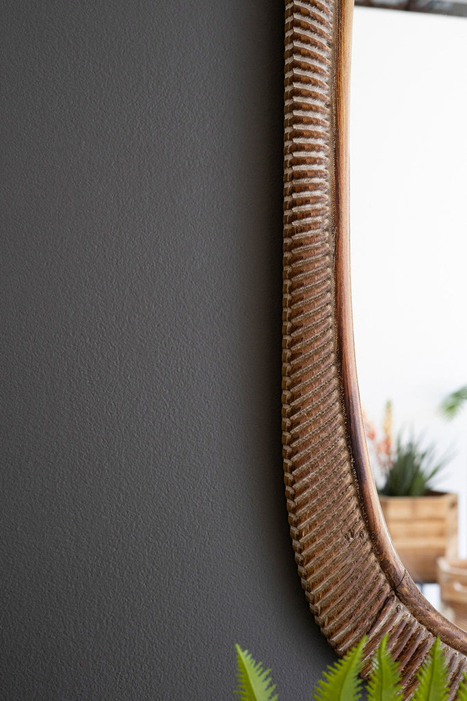 Carved Wooden Framed Mirror - Bombay Mercantile