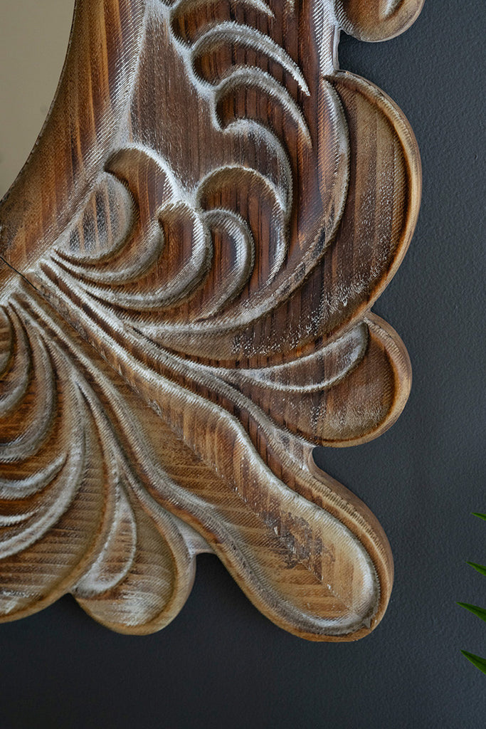 Carved Fleur De Lis Framed Mirror - Bombay Mercantile