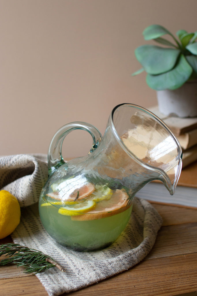 Small glass tilted pitcher - Bombay Mercantile