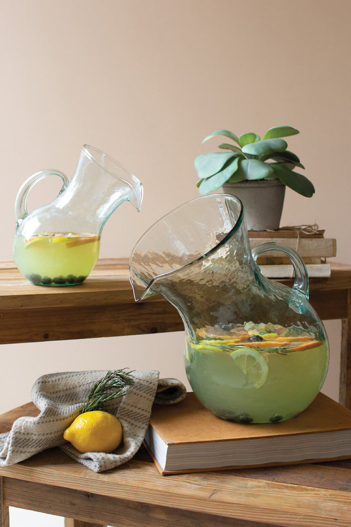 Small glass tilted pitcher - Bombay Mercantile