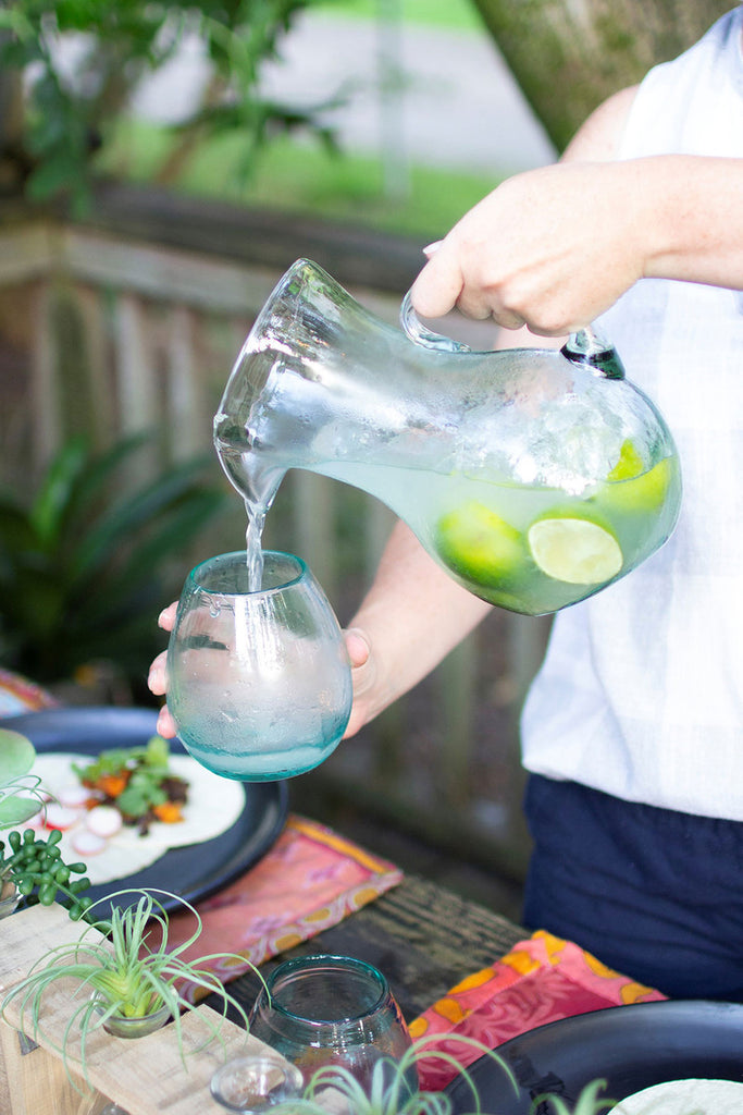 Small glass tilted pitcher - Bombay Mercantile