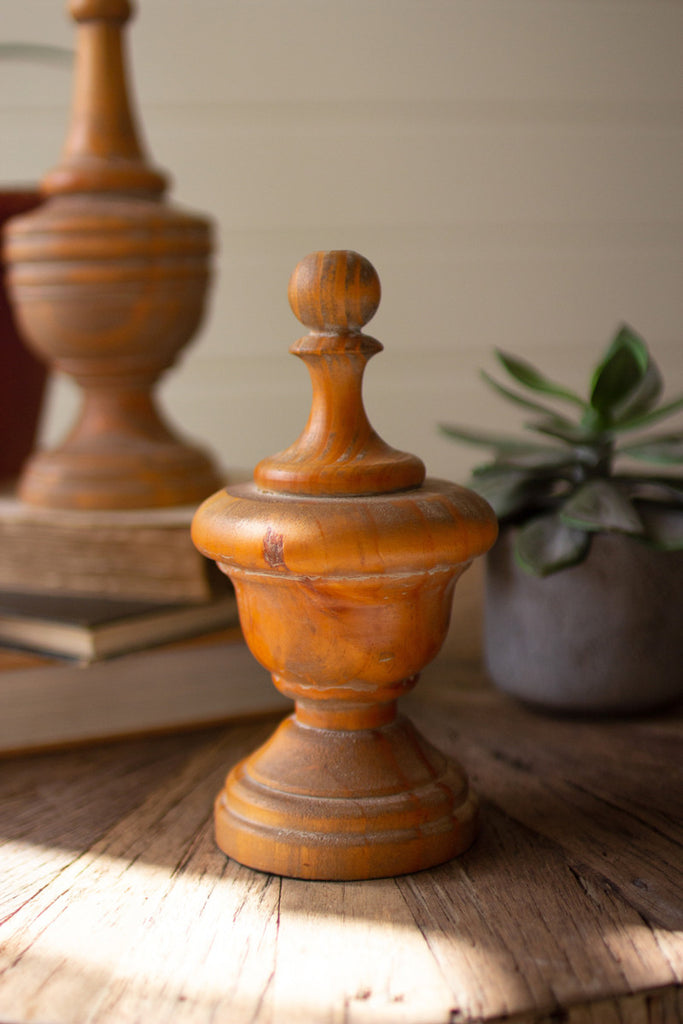 Set of 3 Turned Wood Finials - Bombay Mercantile