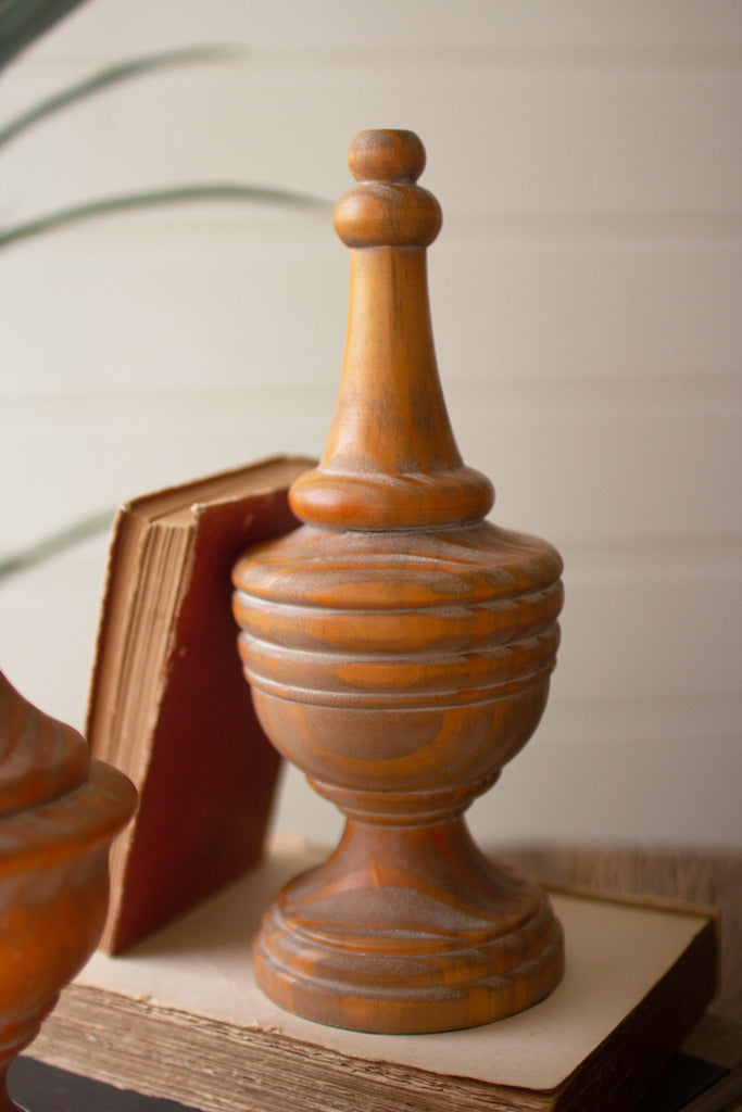 Set of 3 Turned Wood Finials - Bombay Mercantile