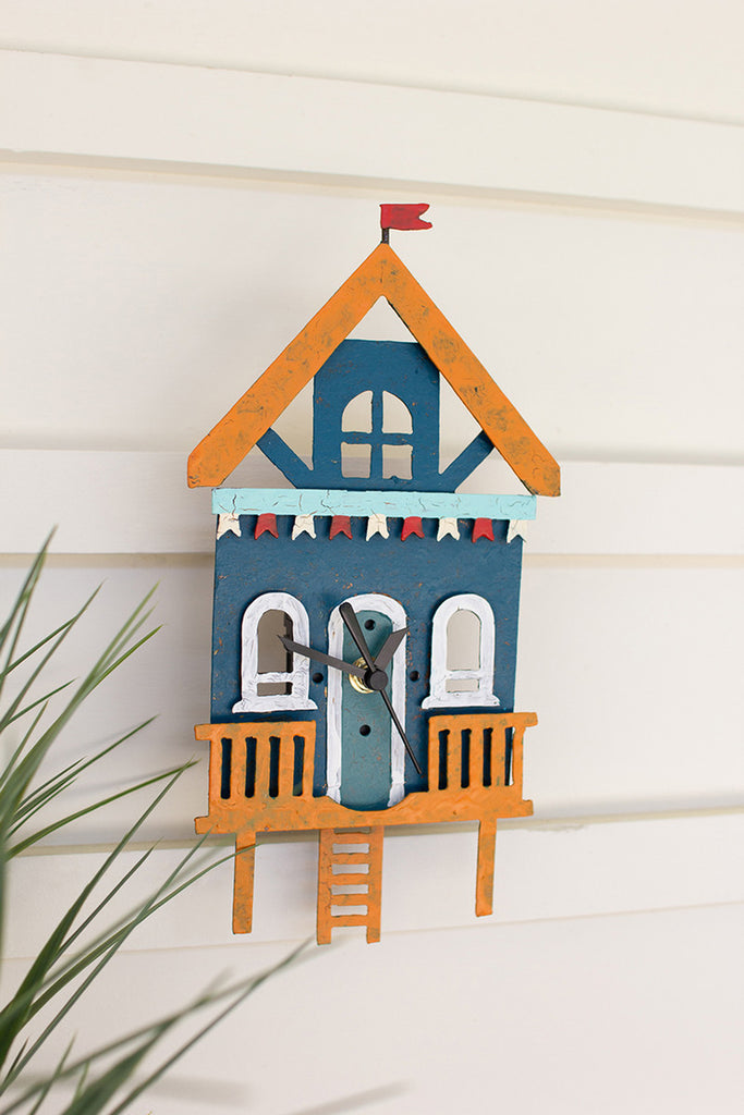 Hand-Painted Metal Beach House Clock - Bombay Mercantile