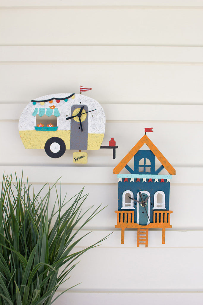 Hand-Painted Metal Beach House Clock - Bombay Mercantile