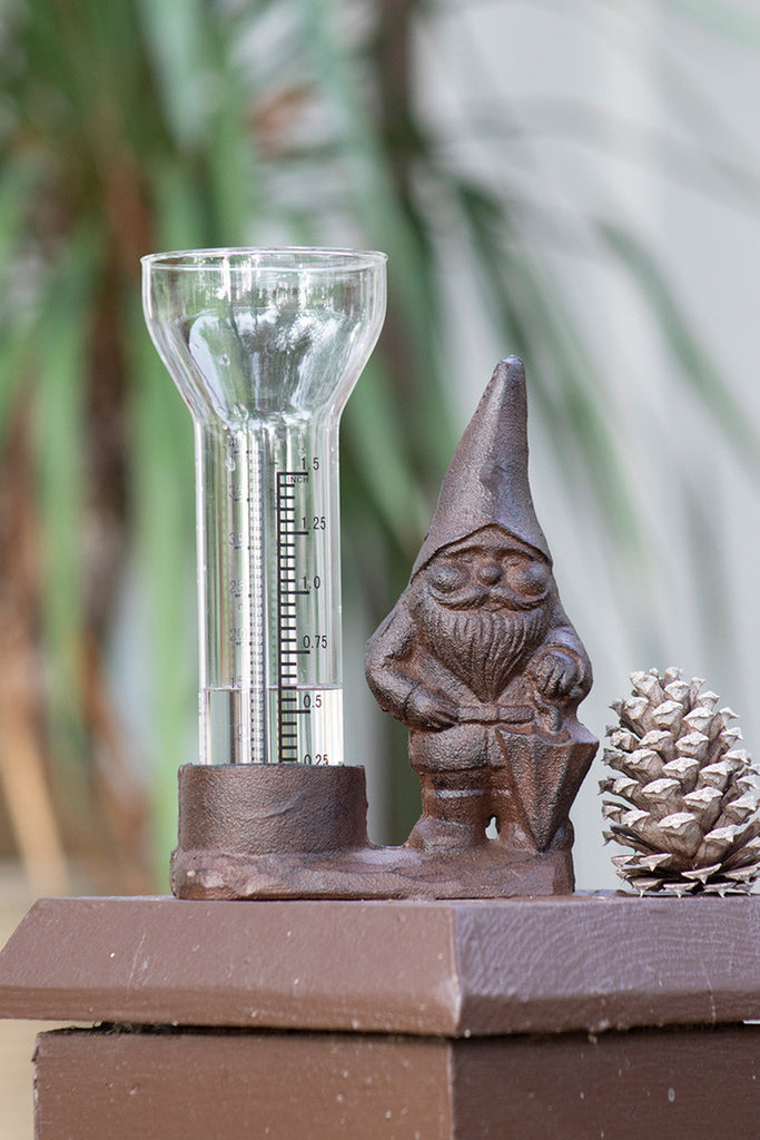 Cast Iron Garden Gnome Rain Gauge - Bombay Mercantile