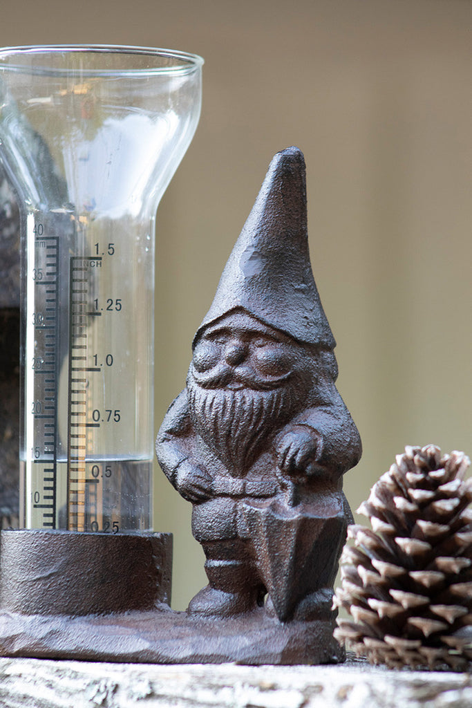 Cast Iron Garden Gnome Rain Gauge - Bombay Mercantile