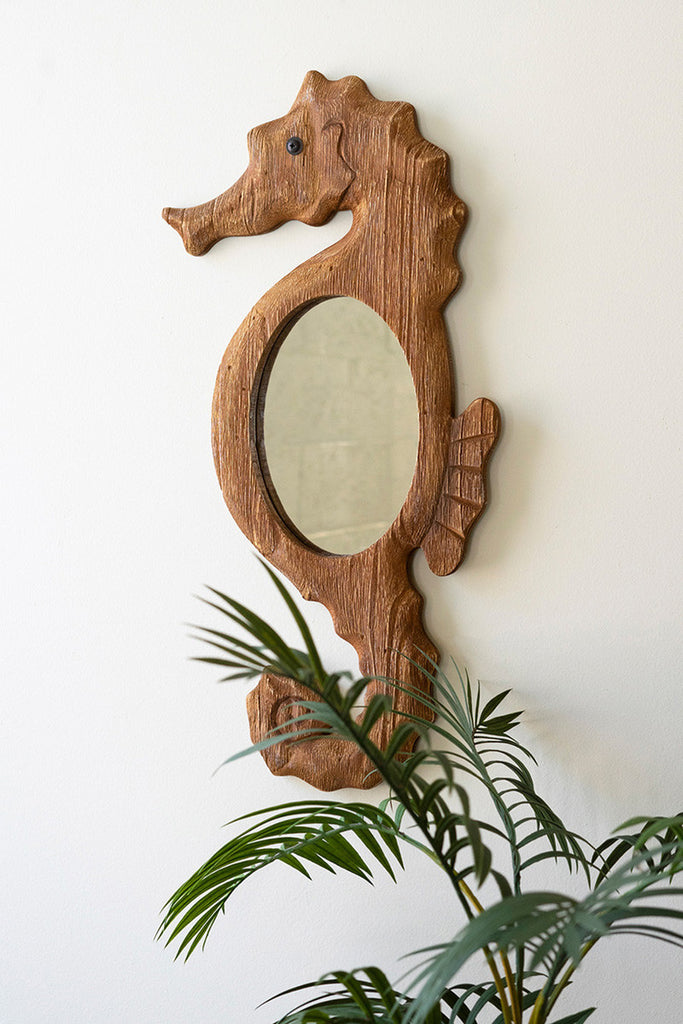 Wood Framed Seahorse Mirror - Bombay Mercantile