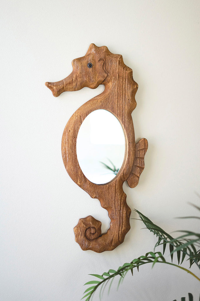 Wood Framed Seahorse Mirror - Bombay Mercantile
