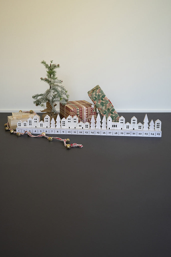 Wooden Mantel Advent Village - Bombay Mercantile