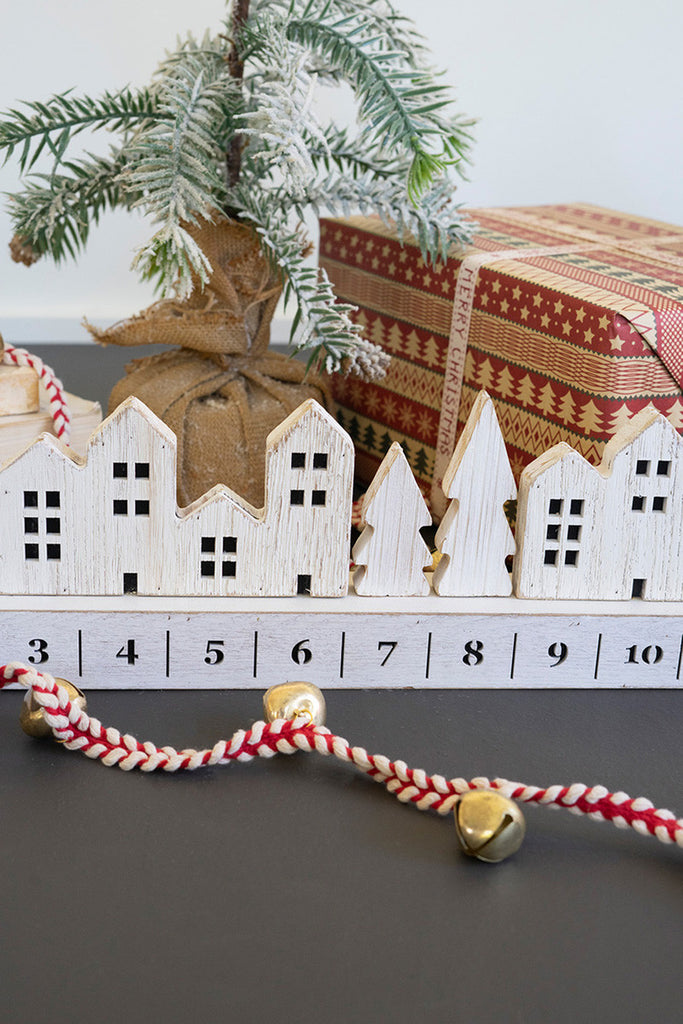 Wooden Mantel Advent Village - Bombay Mercantile