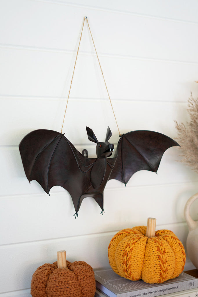 Painted Metal Bat Door Hanger, set of 2 - Bombay Mercantile