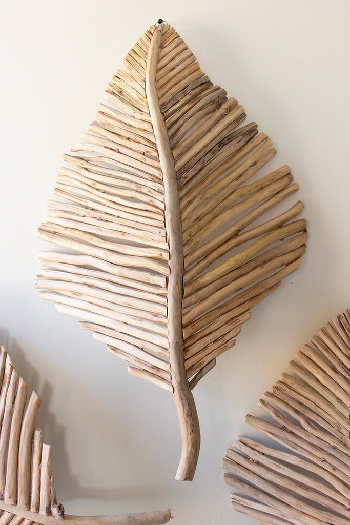 Set of 3 Teakwood Leaves Wall Art - Bombay Mercantile