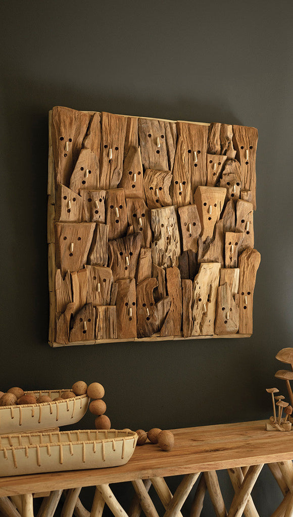 Repurposed Driftwood Faces Wall Art - Bombay Mercantile