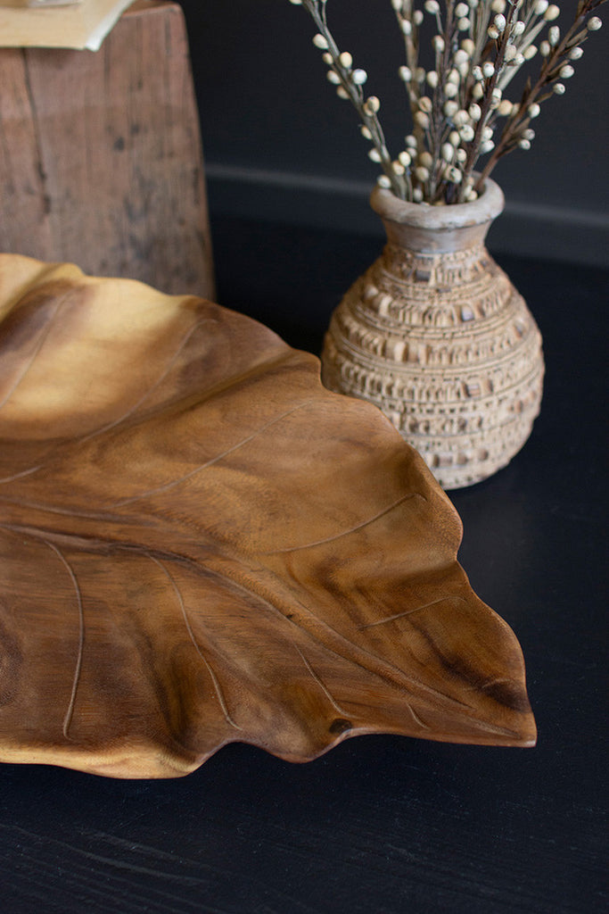 Wooden Teak Leaf Tray - Bombay Mercantile