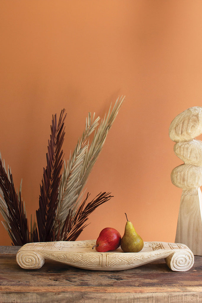 Carved Wooden Primitive Boat Vessel - Bombay Mercantile