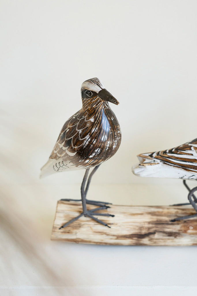 Painted Wooden Shore Birds on a Wooden Base - Bombay Mercantile