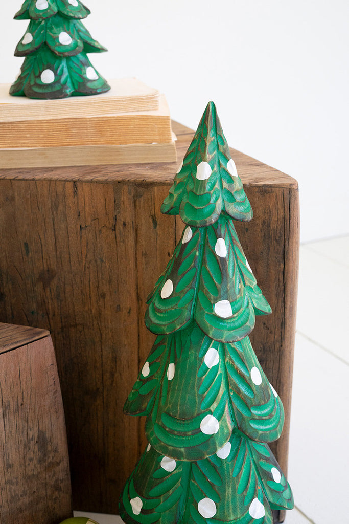 Set of 3 Distressed Painted Wooden Christmas Trees - Bombay Mercantile