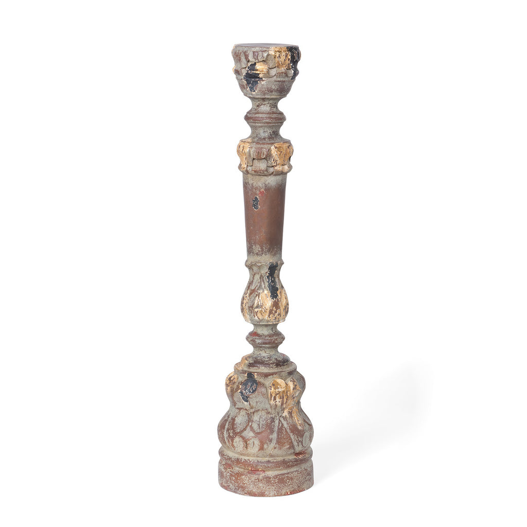 Delgado Carved Wood Candle Holder, 28" - Bombay Mercantile