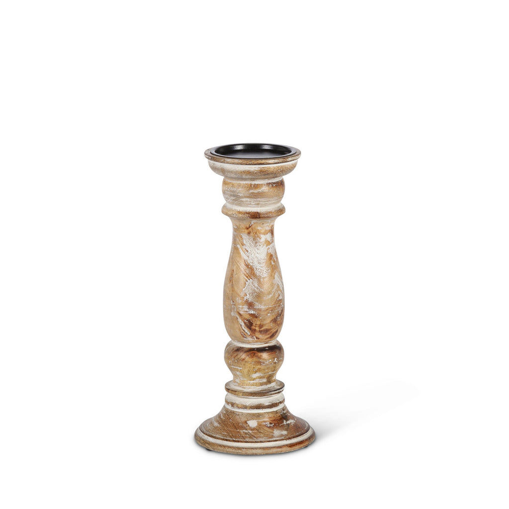 Estelle Wood Pillar Holder, 12" - Bombay Mercantile