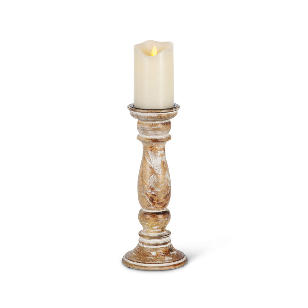 Estelle Wood Pillar Holder, 12" - Bombay Mercantile