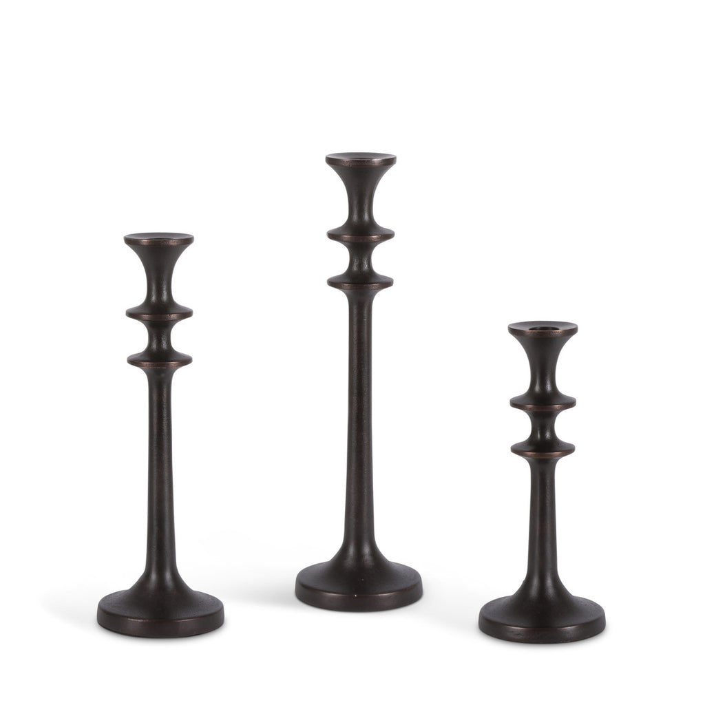 Dominion Cast Aluminun Candlesticks, Set of 3 - Bombay Mercantile