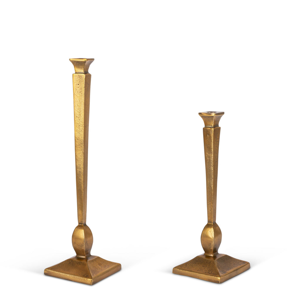 Cast Aluminum Geometric Candlesticks, Set of 2 - Bombay Mercantile