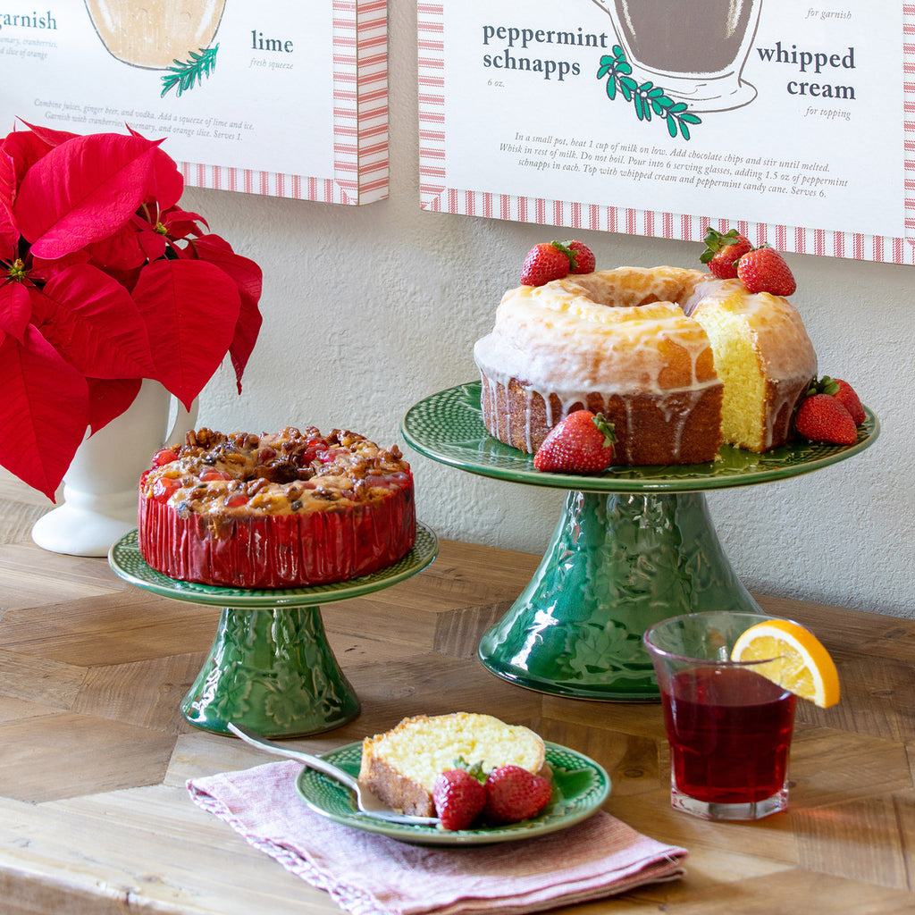 Green Glazed Cake Stand - Bombay Mercantile