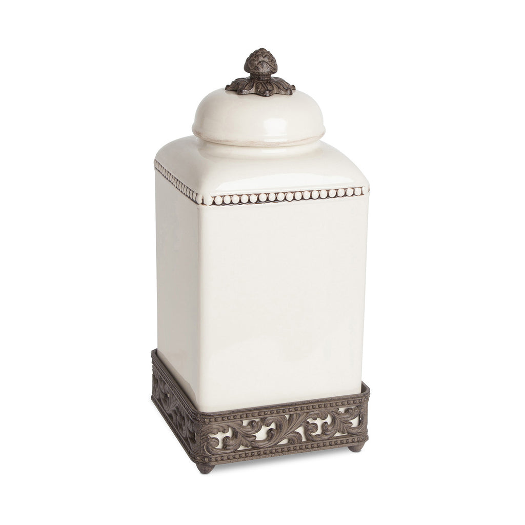 Stoneware Square Canister, 15" - Bombay Mercantile