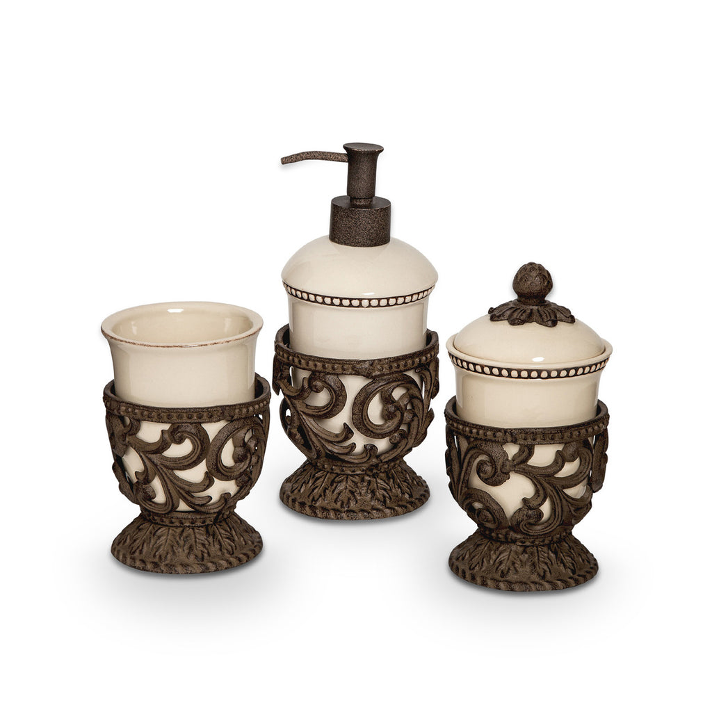 Stoneware Vanity Set, Set of 3 - Bombay Mercantile