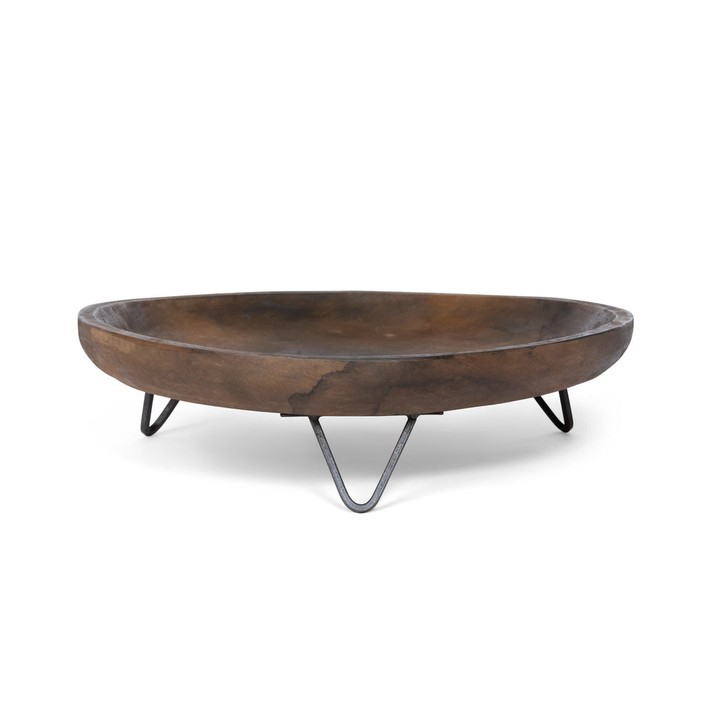Wooden Round Footed Serivng Tray - Bombay Mercantile