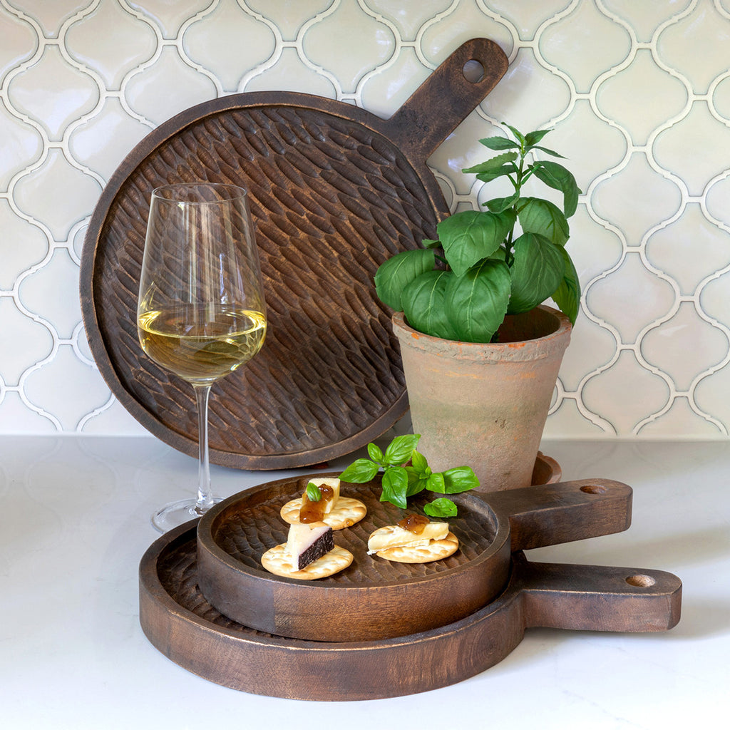 Carved Wood Serving Tray - Bombay Mercantile