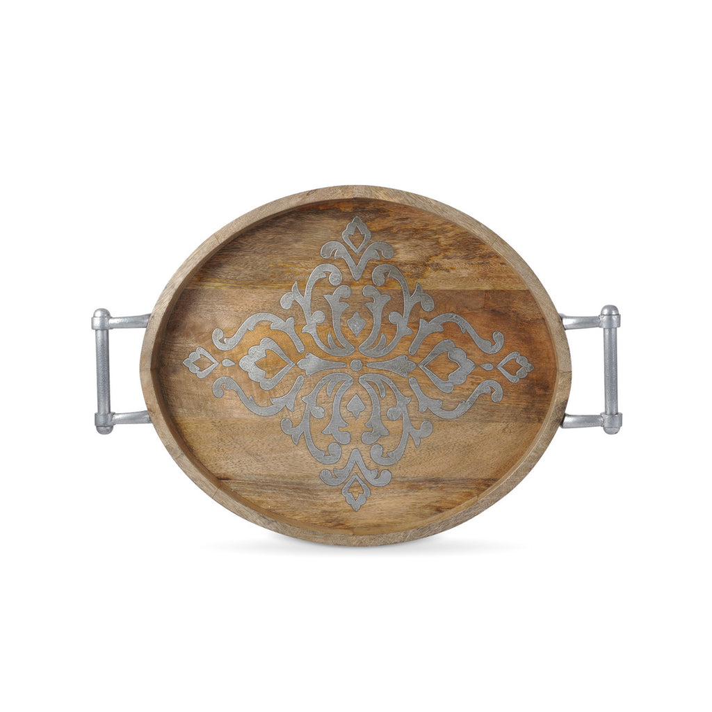 Wood Oval Tray with Handles, 25" - Bombay Mercantile