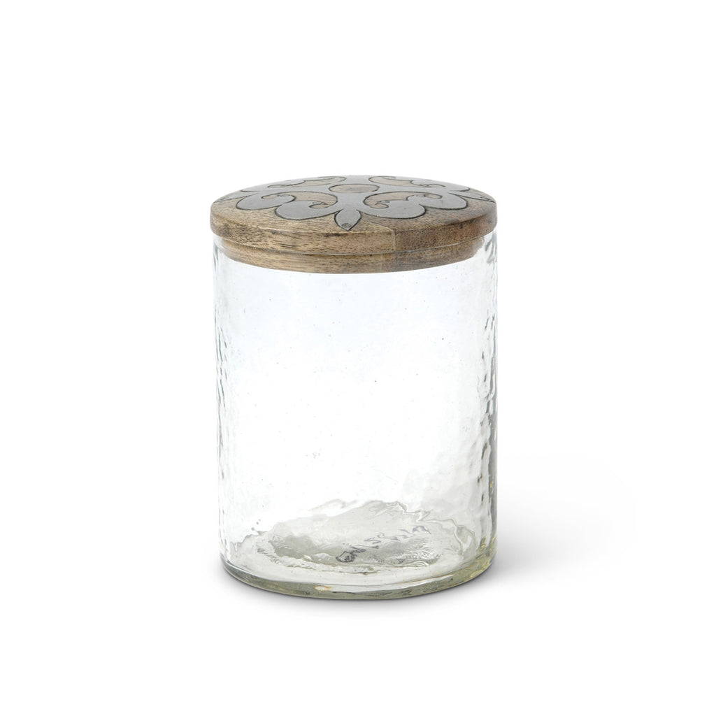 Wood Lidded Glass Jar - Bombay Mercantile