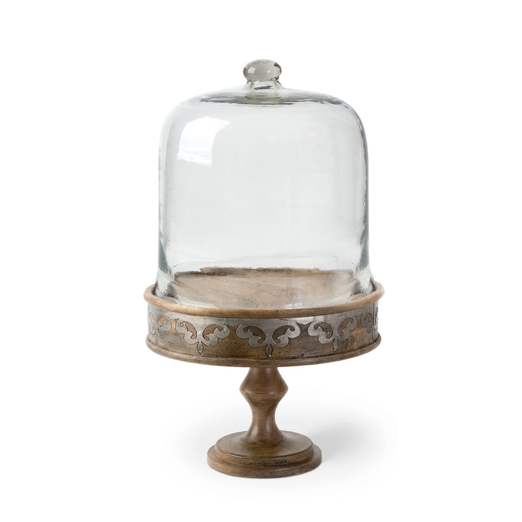 Wood Cake Pedestal with Dome - Bombay Mercantile